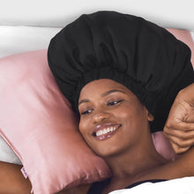 Load image into Gallery viewer, Satin Sleep XL Adjustable Bonnet - Black