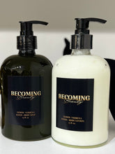 Load image into Gallery viewer, Becoming Beauty Scented Hand and Body Wash Soap | Bottle Green: 15 oz green glass bottle / Lemon verbena