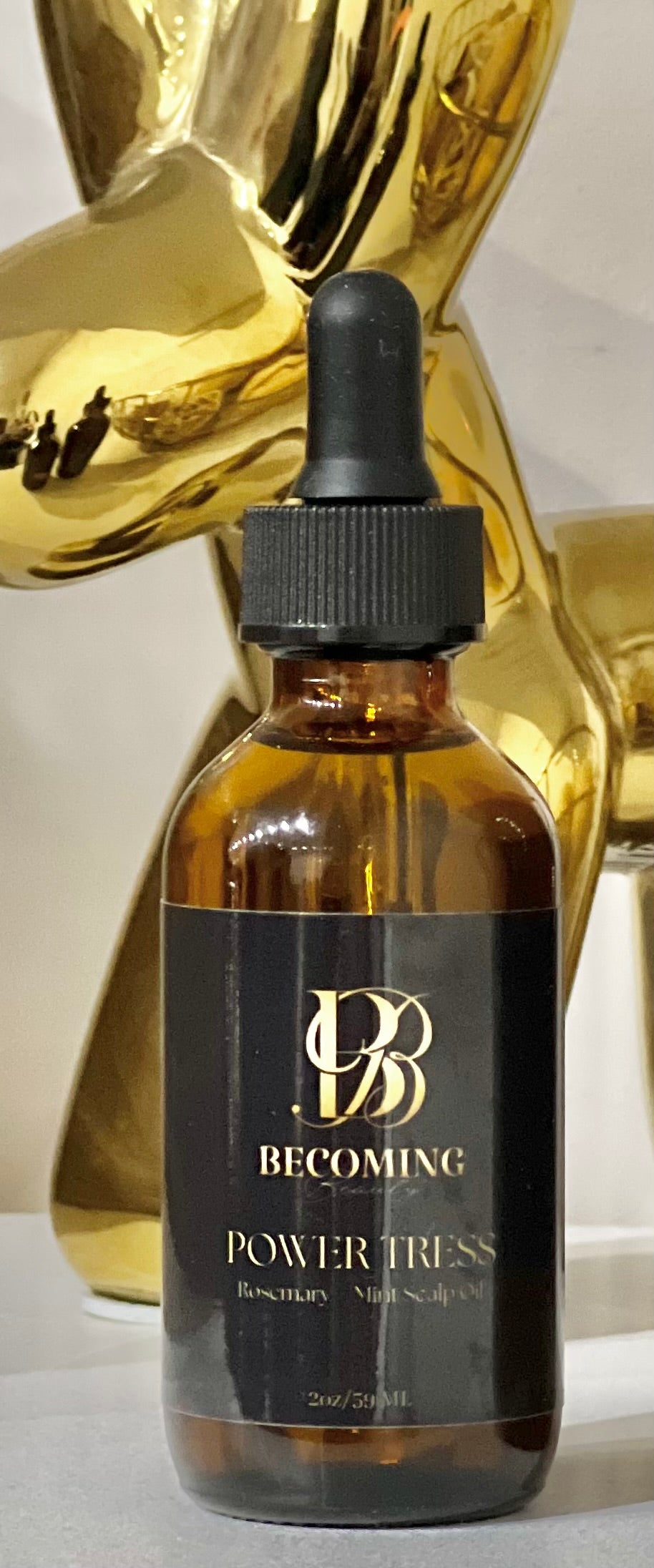 Becoming Beauty Power Tress Rosemary + Mint Scalp Oil: Amber Glass/ Black Dropper