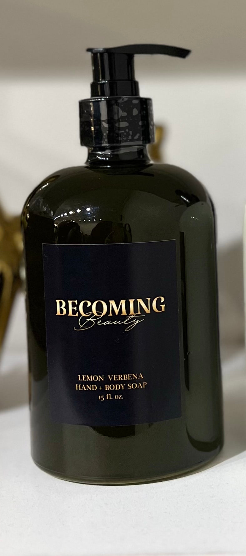 Becoming Beauty Scented Hand and Body Wash Soap | Bottle Green: 15 oz green glass bottle / Lemon verbena